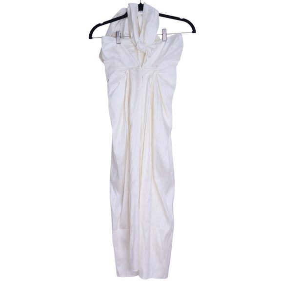JULIA AMORY NWT Dupioni Silk Halter Dress Ivory Knee Length Tie Neck Women's XS - Picture 1 of 9